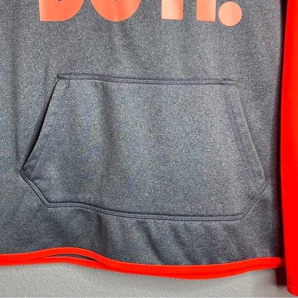 Nike Therma-Fit Gray Orange Hoodie Sweatshirt Just Do It Spellout Womens Size XL - Picture 3 of 10